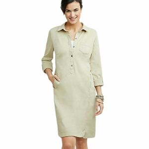 J. Jill Live In Chino Light Beige Shirt Dress